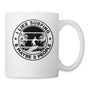Surfeur - J’aime le surf et peut-être 3 personnes - - Mug blanc - blanc - Droite