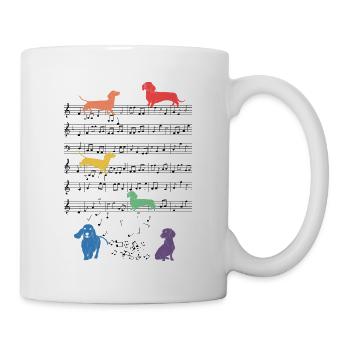 Dackel LGBT Hund Musik Noten Geschenk - Tasse - Weiß - Rechts