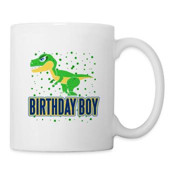 Cool T-Rex Designs Birthday Boy T-Shirt Present - Tasse - Weiß - Rechts