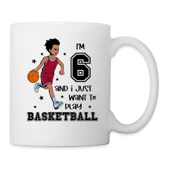 Boy plays basketball - I'm 6 - Mug - white - Right