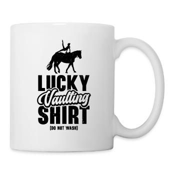 Pferdesport Voltigieren Funny Lucky Riding Reiten - Tasse - Weiß - Rechts