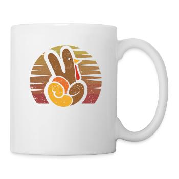 Peace Sign Türkei Hand Cool Thanksgiving Hippie - Tasse - Weiß - Rechts