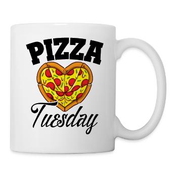 Dienstag Pizza Night Funny Pizza Lover Fast Food - Tasse - Weiß - Rechts