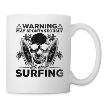 Warning when water surfing can be spontaneous about surfing - Mug - white - Right