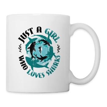 Mädchen, das Haie liebt - Tasse - Weiß - Rechts