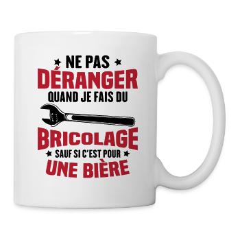 Cadeau humour ne pas déranger bricolage bière - Mug blanc - blanc - Droite