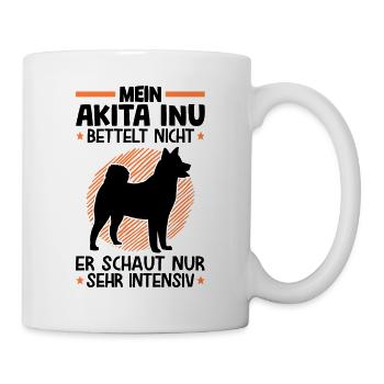 Mein Akita Inu bettelt nicht japanischer Spitz - Tasse - Weiß - Rechts