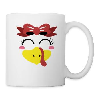 Niedliche Türkei Gesicht Band Thanksgiving Day - Tasse - Weiß - Rechts
