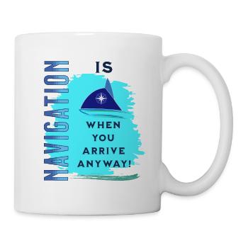 navigation sail boat sailor skipper compass gift - Mug - white - Right
