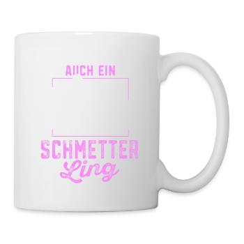 Volleyball Mann nennt mich auch ein Schmetterling - Tasse - Weiß - Rechts