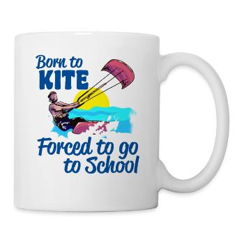 Kiteboarding Born To Kite Forced To Go To School - Mug - white - Right