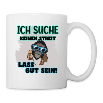 Affe Sonnenbrille Muskeln kein Streit Frieden - Tasse - Weiß - Rechts