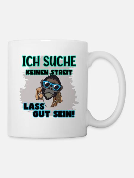 Affe Sonnenbrille Muskeln kein Streit Frieden - Tasse - Weiß