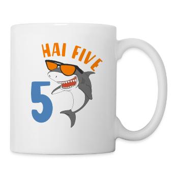 5 Jahre Jungen Hai Five Geburtstagsmotiv Geschenke - Tasse - Weiß - Rechts