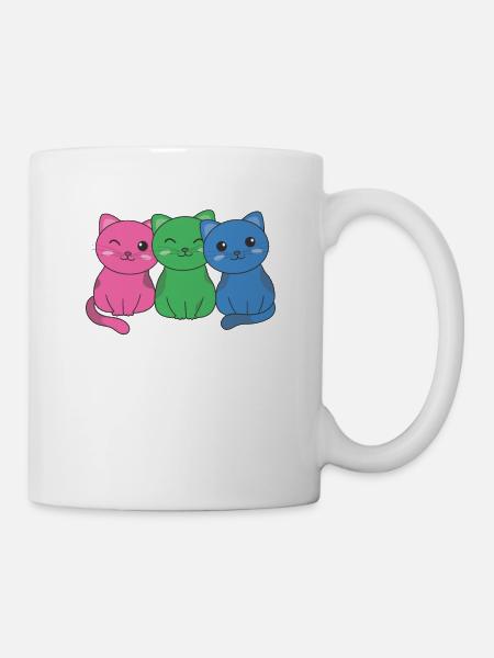 Polysexuell Flag cat Pride LGBTQ süße Katze - Tasse - Weiß