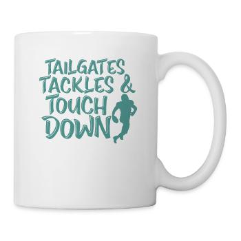 Tailgates Tackles and Touch Down Amerika - Tasse - Weiß - Rechts