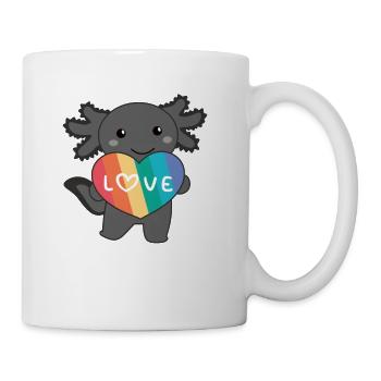 Regenbogen Herzen Pride LGBTQ süße tiere Axolotl - Tasse - Weiß - Rechts