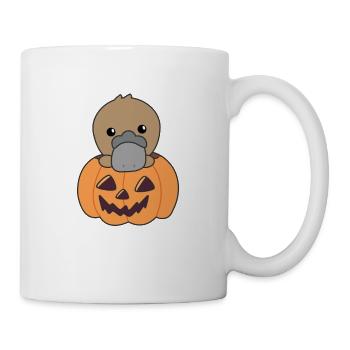 Platypus in pumpkin cute animals Happy Halloween - Mug - white - Right