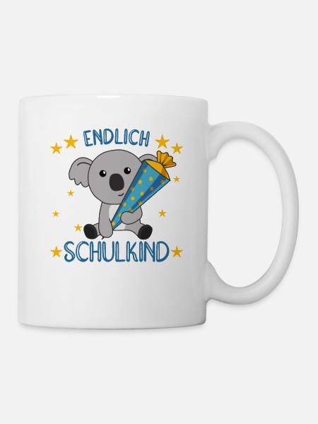 Endlich Schulkind Koala Schultüte Einschulung - Tasse - Weiß