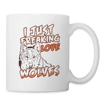 Retro I Just Freaking Love WOLVES Cool T-Shirt - Tasse - Weiß - Rechts