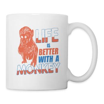 Life Is Better With A Monkey Retro Awesome - Mug - white - Right
