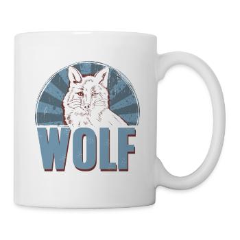 Retro WOLF Awesome Cool Designs T-Shirt Present - Mug - white - Right