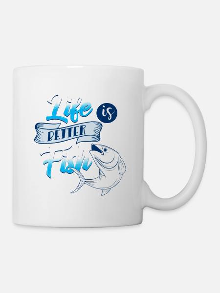 Life Is Better With A Fish Awesome Fisher Tee - Tasse - Weiß
