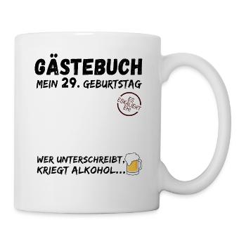 29. Geburtstag Gästebuch Party 29 Jahre - Tasse - Weiß - Rechts
