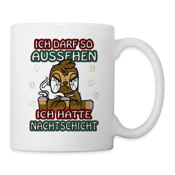 Ich hatte Nachtschicht Kaffee müde Faultier - Tasse - Weiß - Rechts