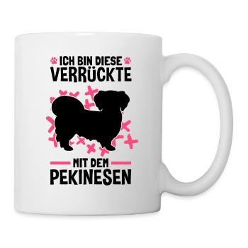 Verrückte mit Pekinese Peking-Palasthund - Tasse - Weiß - Rechts