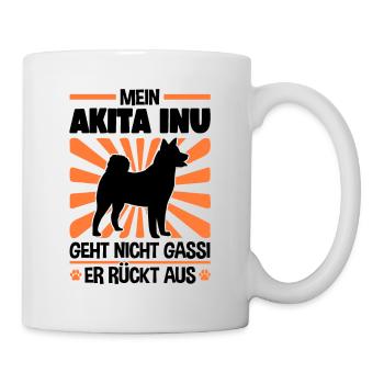 Akita Inu Gassi gehen japanischer Spitz - Tasse - Weiß - Rechts