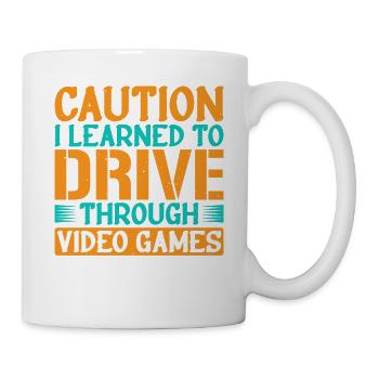 Attention J’ai appris à conduire à travers les jeux vidéo 2 - Mug blanc - blanc - Droite