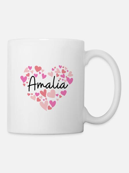 J’aime Amalia - des cœurs pour Amalia - Mug blanc - blanc