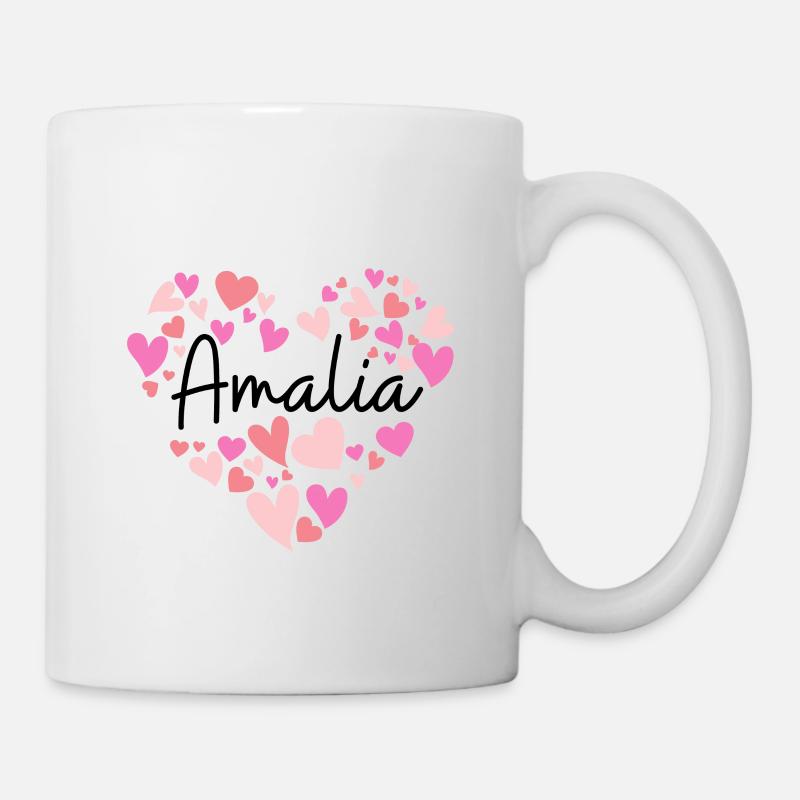 J’aime Amalia - des cœurs pour Amalia - Mug blanc - blanc