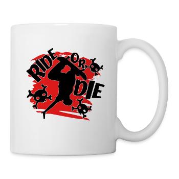 Skater - Ride Or Die With Skulls Skateboarder - Mug - white - Right