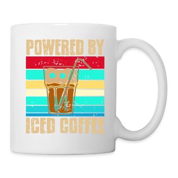 Retro Vintage Powered By Iced Coffee Cool Tee - Tasse - Weiß - Rechts