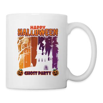 Happy Halloween Party Hexe Fledermaus Grusel Spuk - Tasse - Weiß - Rechts