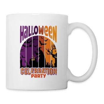 Happy Halloween Party Hexe Fledermaus Grusel Spuk - Tasse - Weiß - Rechts