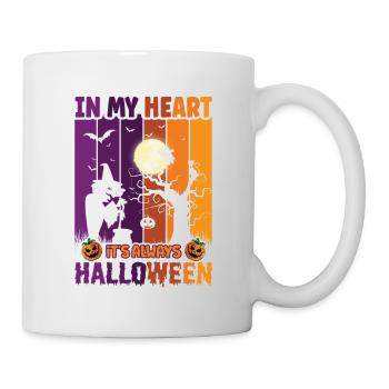 Happy Halloween Party Hexe Fledermaus Grusel Spuk - Tasse - Weiß - Rechts
