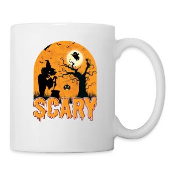 Happy Halloween Party Hexe Fledermaus Grusel Spuk - Tasse - Weiß - Rechts