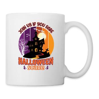 Happy Halloween Party Hexe Fledermaus Grusel Spuk - Tasse - Weiß - Rechts