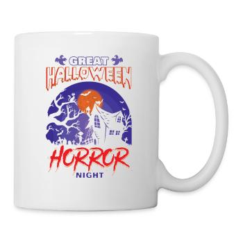 Happy Halloween Party Hexe Fledermaus Grusel Spuk - Tasse - Weiß - Rechts