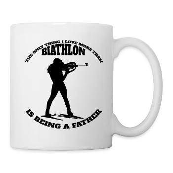 Biathlon Cadeau Papa Biathlète Père Sports d’Hiver - Mug blanc - blanc - Droite