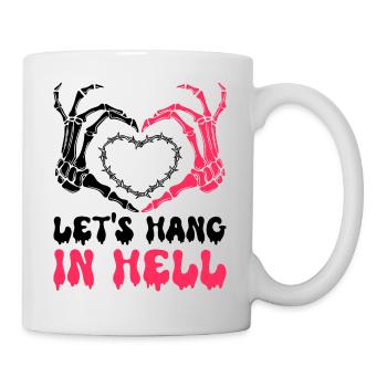 let's stay in hell heart humor halloween - Mug - white - Right