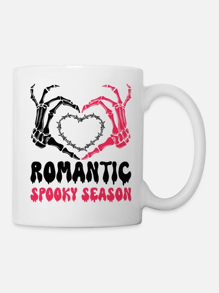 Romantique Saison Coeur Humour Halloween - Mug blanc - blanc