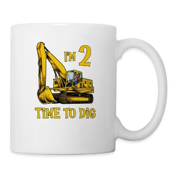 Ich bin 2 - Zeit zum baggern - Bagger 2 Jahre - Tasse - Weiß - Rechts