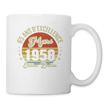 65 Ans D'excellence Mars 1958 Édition Limitée - Mug blanc - blanc - Droite