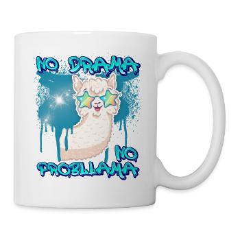 Lama-Llama, No-Drama, Funny Saying, Pun - Mug - white - Right