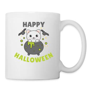Cat Happy Halloween Cauldron Bat - Mug - white - Right