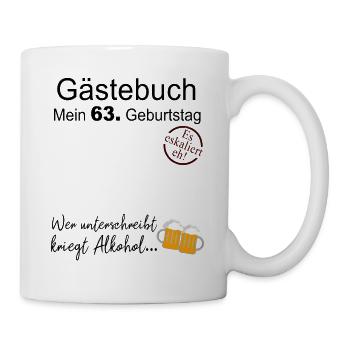 63. Geburtstag Gästebuch Geschenk Zum Geburtstag - Tasse - Weiß - Rechts